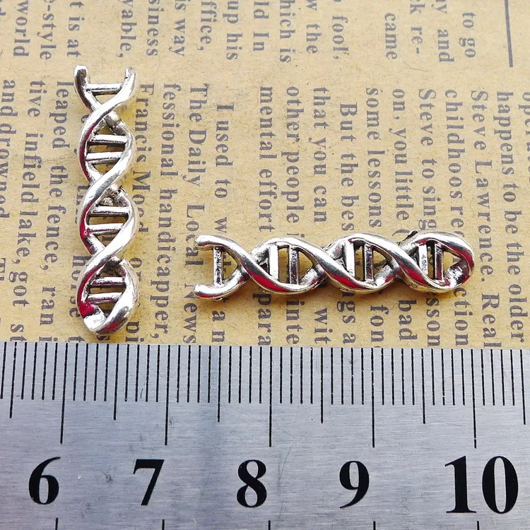 10 шт./лот 7*28 мм античный серебряный цвет металлический ген DNA Ожерелье Подвеска