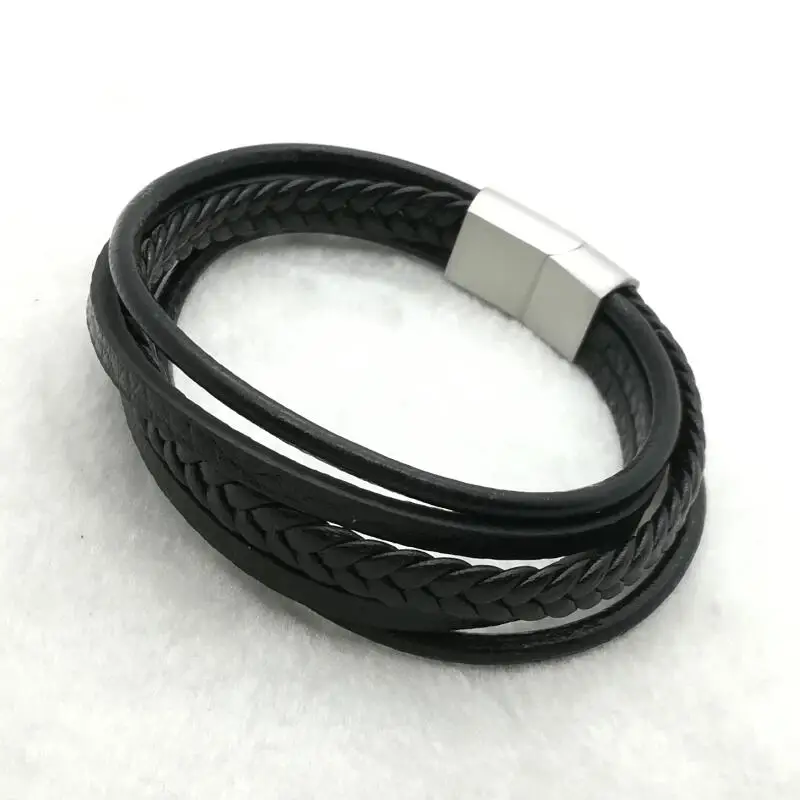 Мода 2020 цепочка из нержавеющей стали браслет натуральной кожи для мужчин