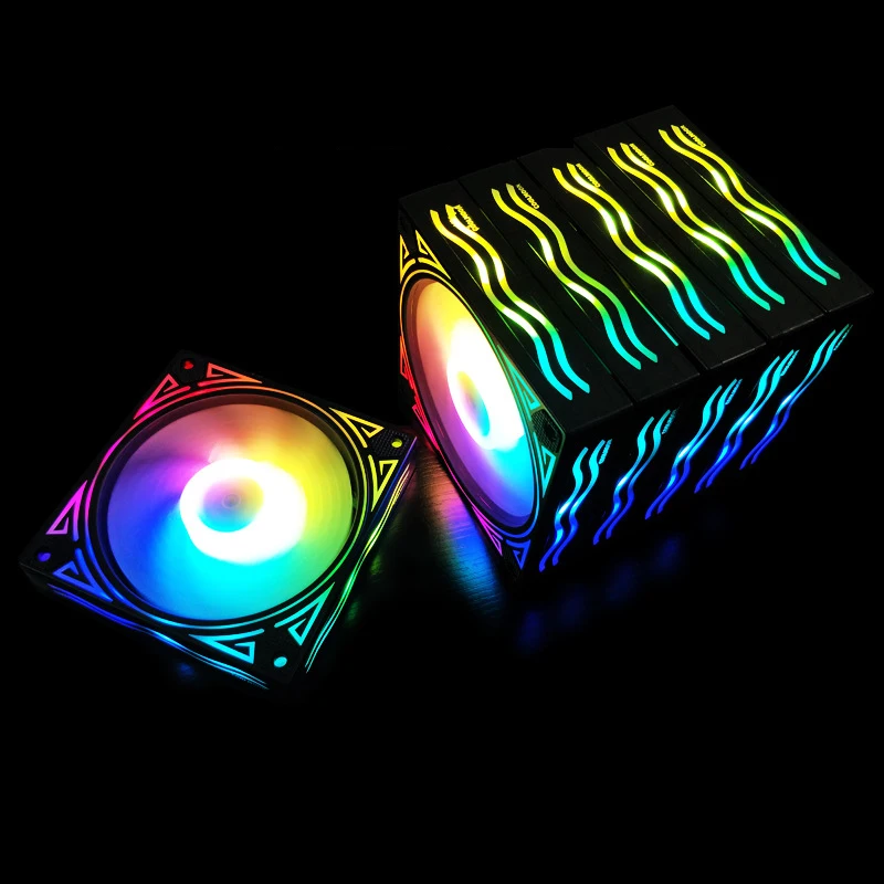 Волновой вентилятор RGB 12 см шасси Настольный компьютера тихий симфоний цветной