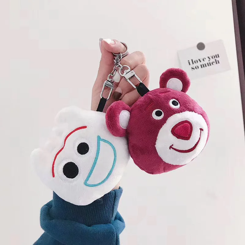 Plush 3D fork strawberry bear Bluetooth wireless headset set Silicone cover For Airpods Earphone Protective Shockproof cases