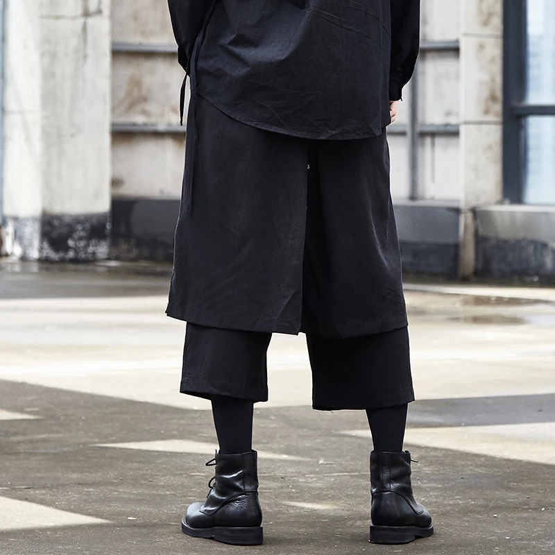 

Брюки-кимоно мужские с широкими штанинами, повседневные свободные штаны-султанки в стиле хип-хоп, уличная одежда с фальшивой юбкой, брюки-су...