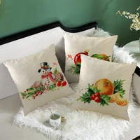 fuwatacchi christmas wreath print pillow case snowman orange furit photo cushion cover for home chair sofa decor pillowcases new