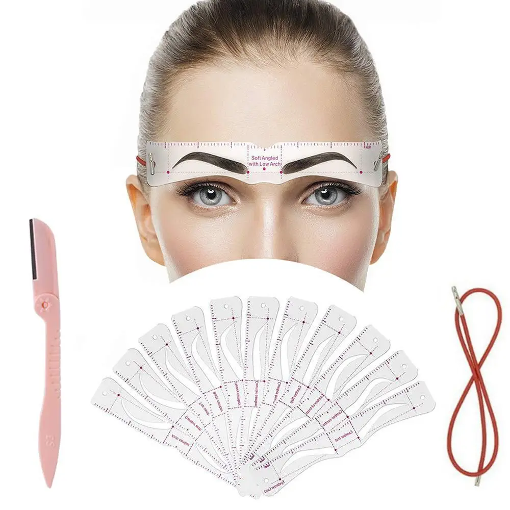 

Hot Reusable DIY Grooming With Strap Easy to draw eyebrow Stencil Template Eyebrow Shaper Kit Eyebrow Razor