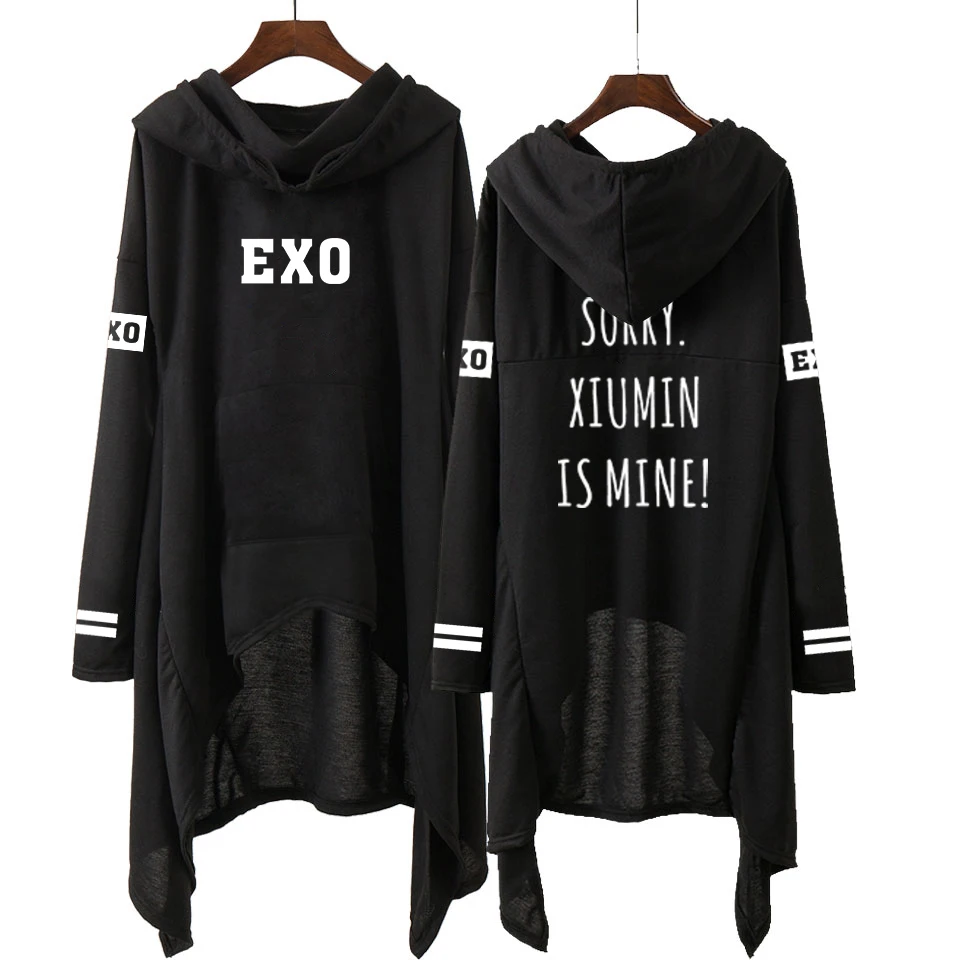 Kpop EXO/новые модные корейские толстовки EXO DO LAY SE HUN KAI пой FOR YOU EXO длинная юбка женские толстовки Harajuku Пуловеры для девочек
