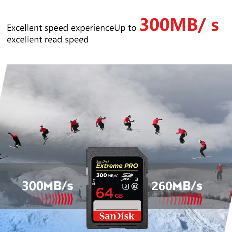 SanDisk карта памяти 32 ГБ 64 128 256 SDXC Extreme PRO 300 | Компьютеры и офис