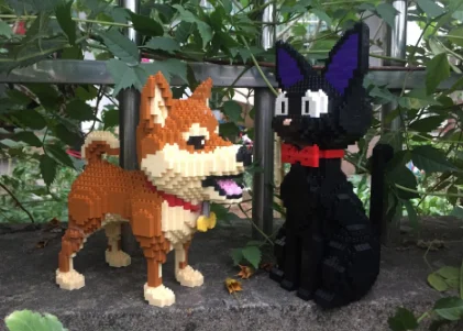 Новые маленькие блоки Милая модель Шиба ину пластиковые строительные кирпичи