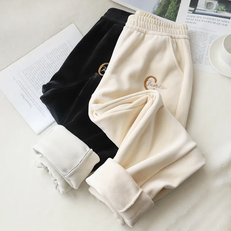 

Cherry Blossom Trousers Women's Autumn/Winter Plus Pants Women's Thick Fleecet Pants Casual Harlan Pants