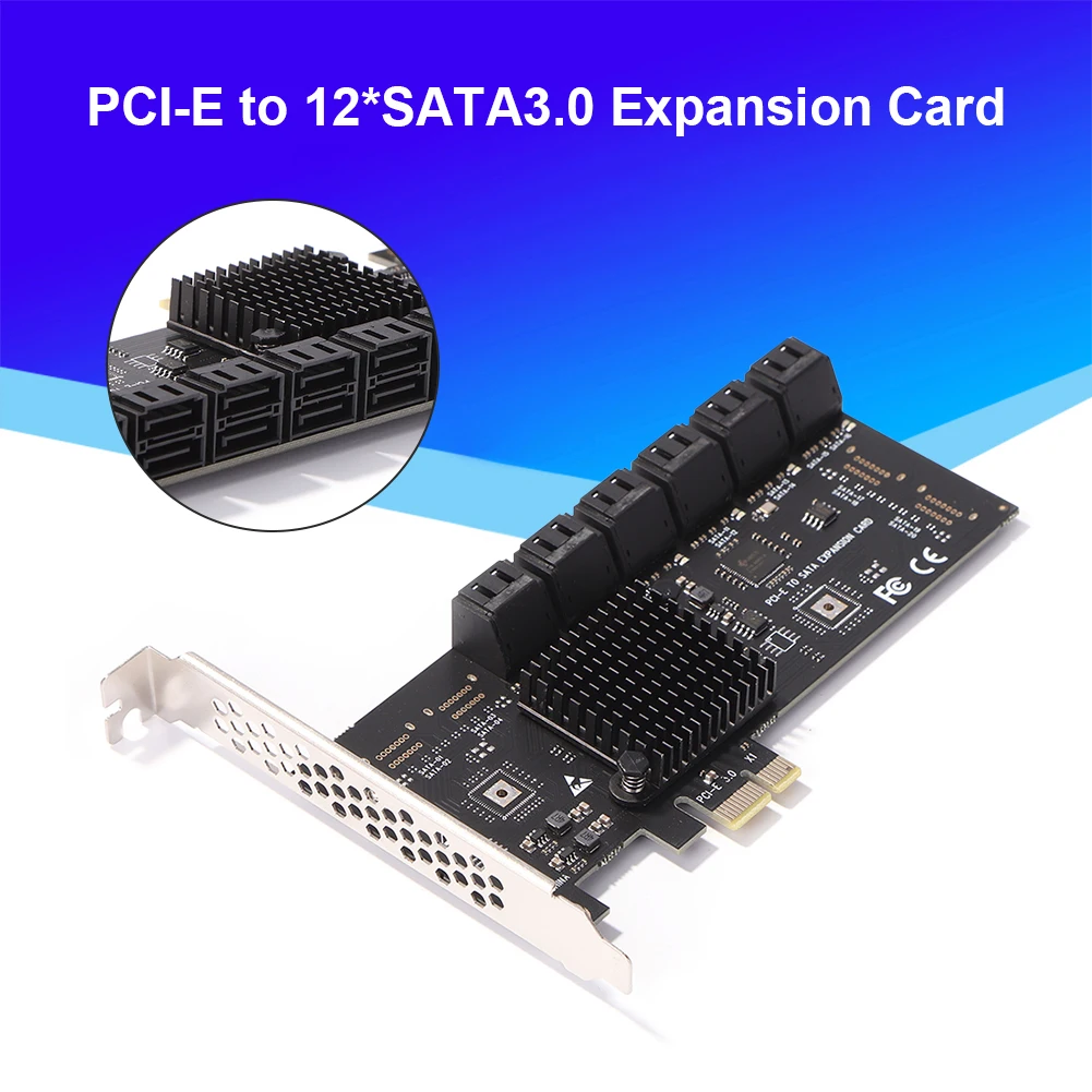 

12 Port PCIE Adapter SA3112J PCI-Express X1 to SATA 3.0 Controller Expansion Card 6Gbps High Speed for Desktop