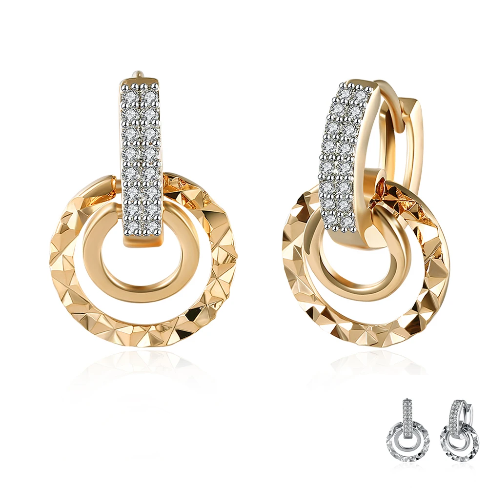 

ZEMIOR Luxurious Round Drop Earrings For Women Full White Clean Cubic Zirconia Earring Wedding Female On Sale Fashion Jewelry