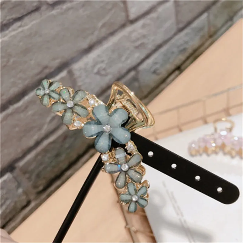

Women Girls Hair Jewelry Hair Accessories Metal Hair Claw Crystal Colorful Flower Hair Clamp Crab Fashion Hair Clips Headwear