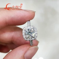 14k 18k white gold 1ct 6 5mm round brilliant cut cushion shape moissanite ring engagement wedding gifts ring band for women