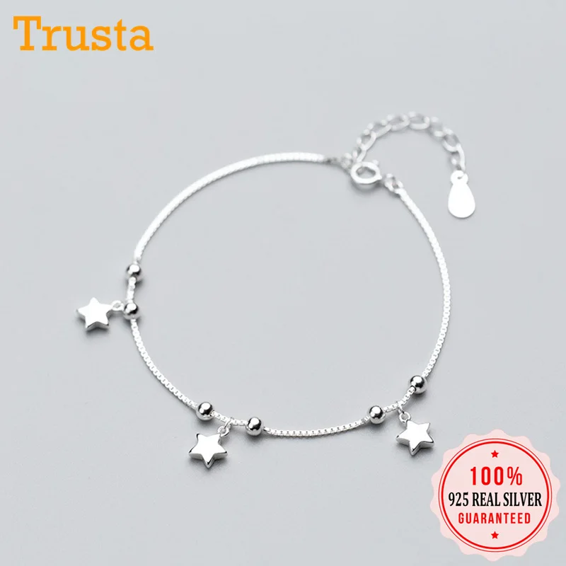 Женский браслет с бусинами Trusta однотонный из настоящего серебра 925 пробы 3