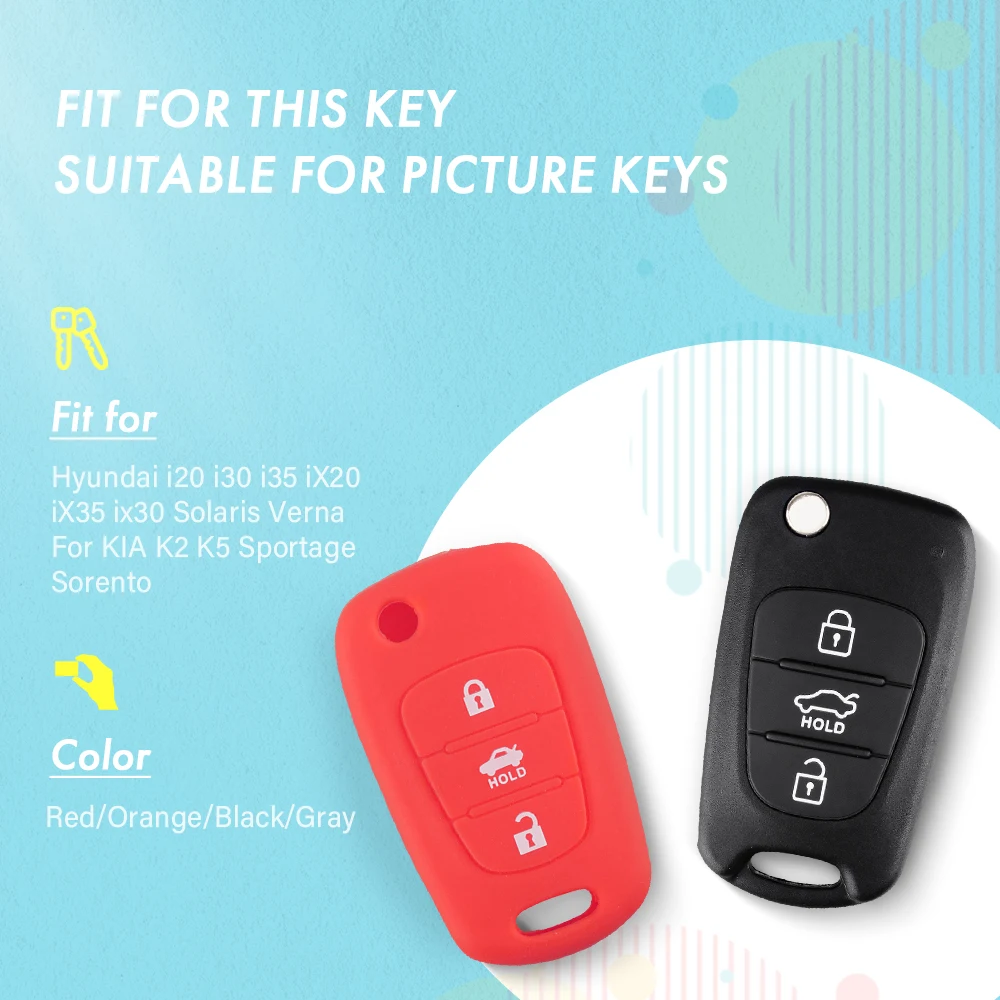 KEYYOU силиконовый чехол для ключей с 3 кнопками для Kia K2 K5 Pro Ceed HYUNDAI i20 i30 i40 SANTA
