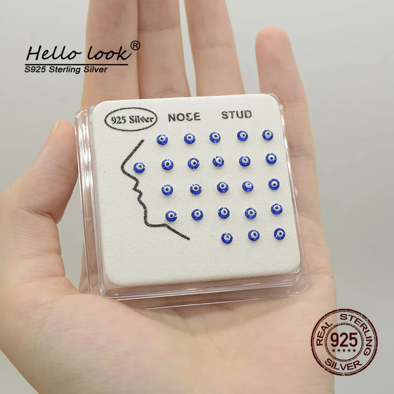 HelloLook 24 шт./компл. пирсинг для носа кольцо 925 пробы серебряные носовые шпильки с