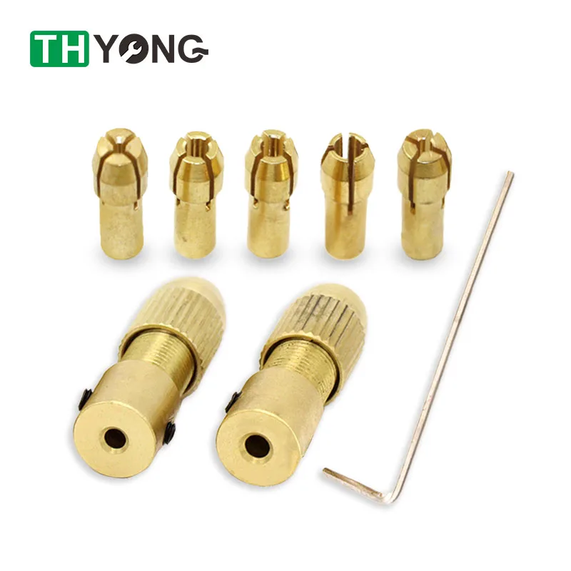 

7PCS Mini Drill Bit Chuck 0.5-3mm Collets Set of Quick Chuck for Twist Electronic Dremel Copper Drill Folder Cap Collet Tool