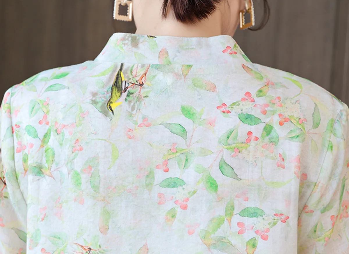 

BacklakeGirls 2021 Summer New Cotton Linen Dress Chinese Style High Quality Improved Cheongsam Loose Waist Evening Dress Women