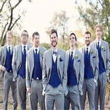 Traje y novio para hombre, esmoquin de moda, 5 piezas (abrigo + Pantalones + chaleco + corbata + pañuelo), color gris claro, novedad de 2021 (1)