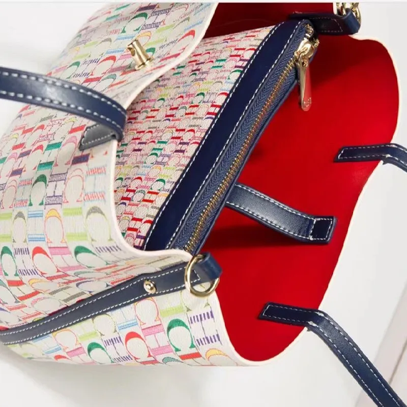 

2021 New Fashion 100% Genuine Leather Ladies Composite Tote Bag CH Print Women Lock Bucket Handbag Luxury Designer Purse Handbag