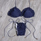 Однотонный комплект бикини, женский сексуальный купальный костюм на шнуровке, купальник с низкой талией, бикини, летняя бандажная женская одежда