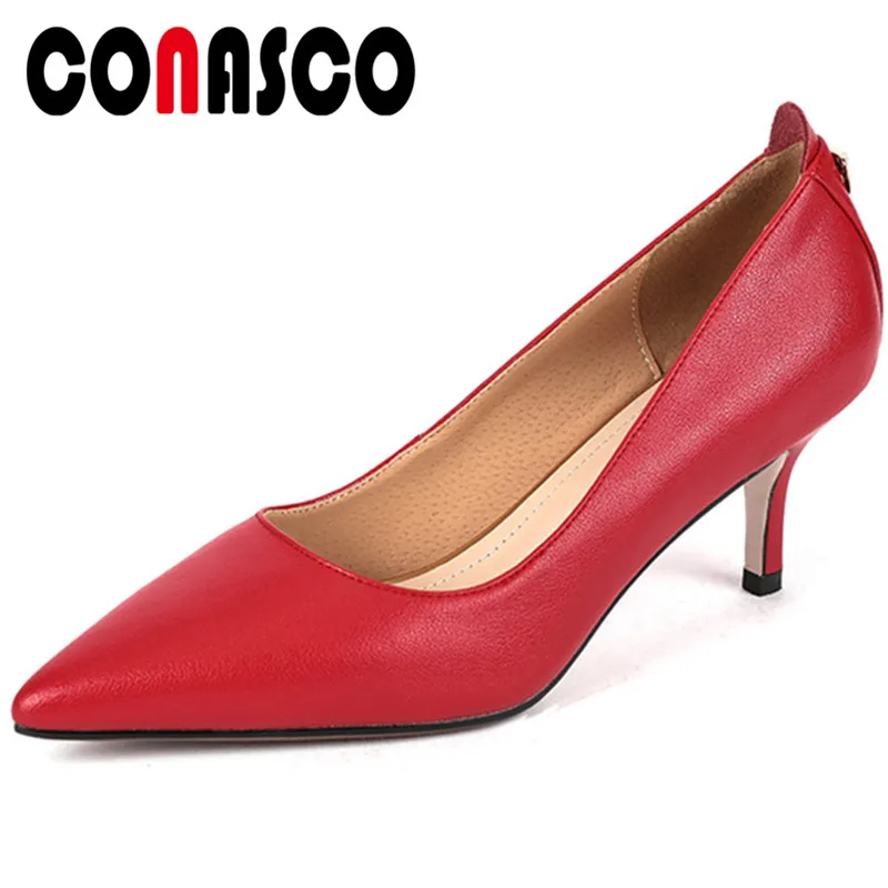 CONASCO 2021 высокого качества Модные женские туфли лодочки из натуральной кожи Сезон