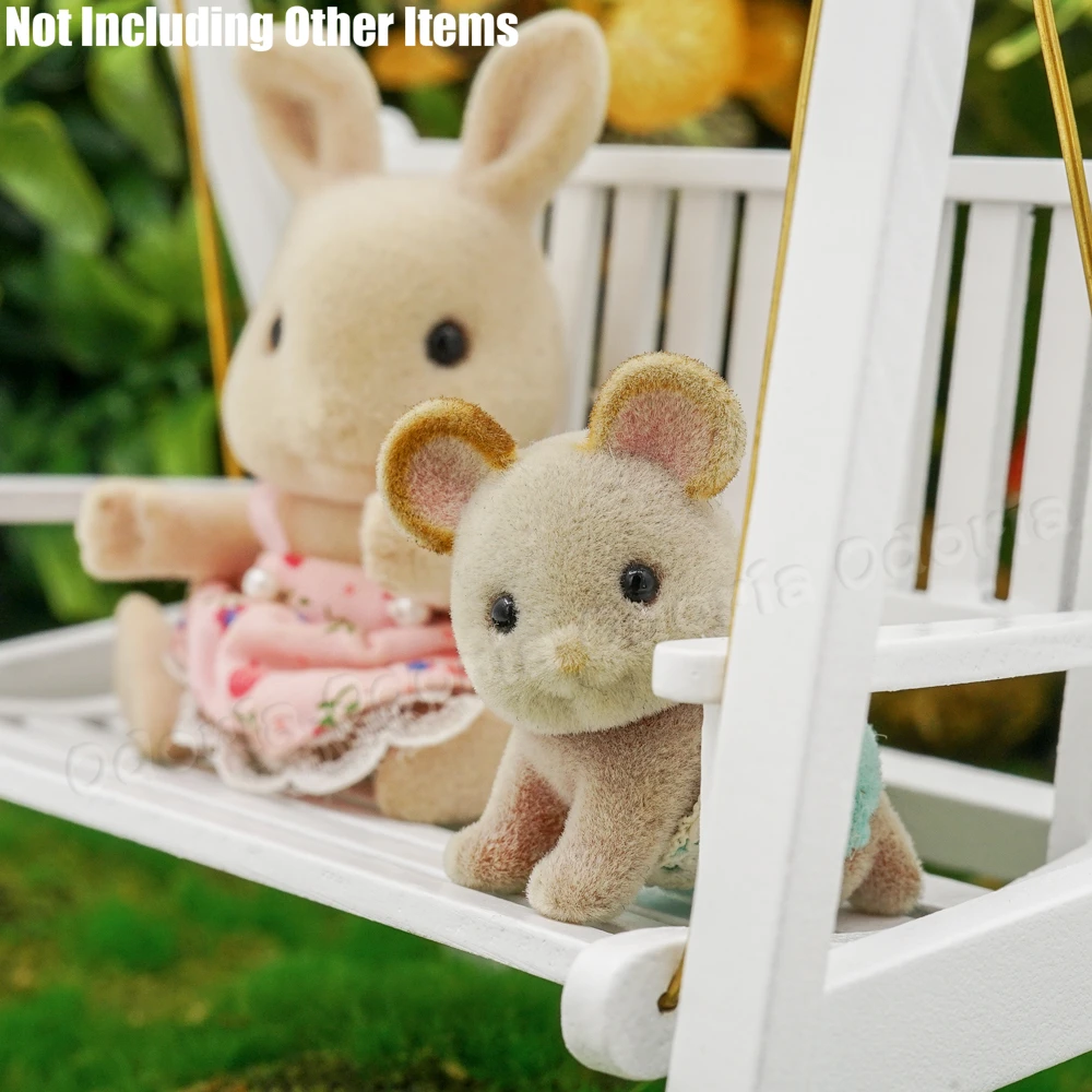 Odoria 1:12 Miniature White Garden Swing with Loveseat Wooden Outdoor Furniture Dollhouse Accessories Doll House Decoration | Игрушки и