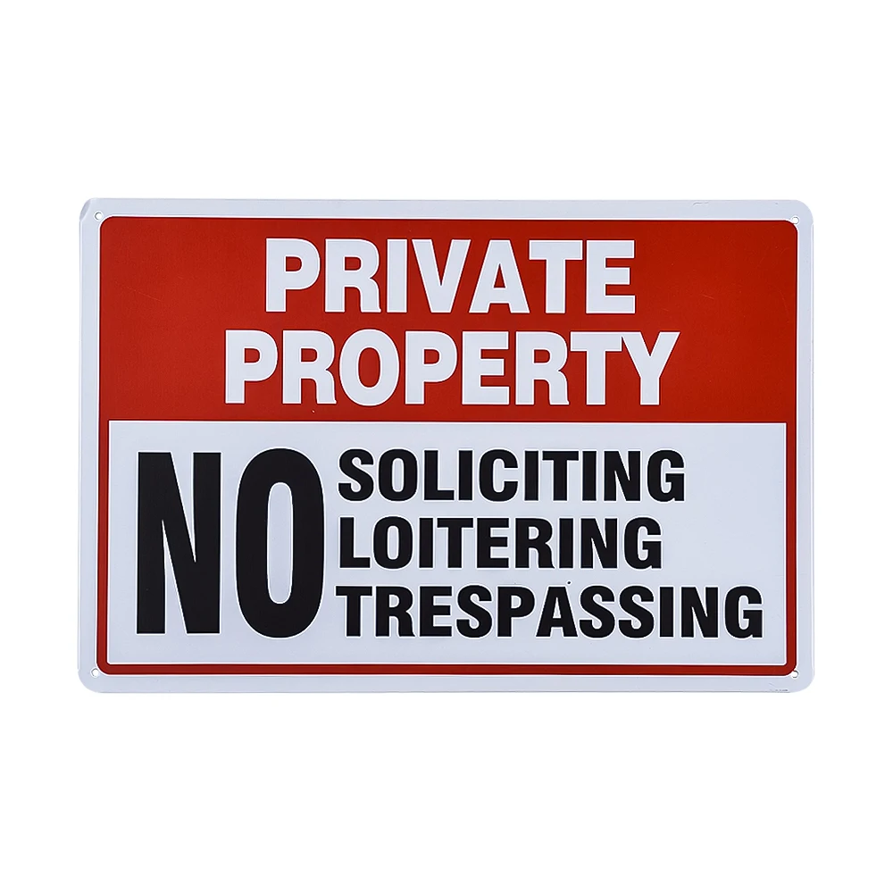 

Private Property Sign, No Soliciting No Loitering No Trespassing,Easy Mounting, Indoor/Outdoor Use