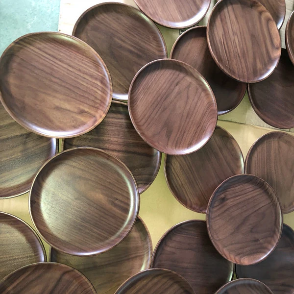 1pc Home Round Wooden Serving Platter,Wood Dinner Plate Easy Cleaning Dessert Serving Tray,Natural Tableware dining for Snack