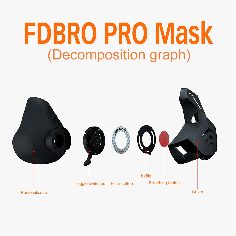 FDBRO, новинка, Черная Спортивная маска для фитнеса, тренировок, бега, сопротивления, кардио, выносливости, спорта, высокой высоты, Атлетическая маска