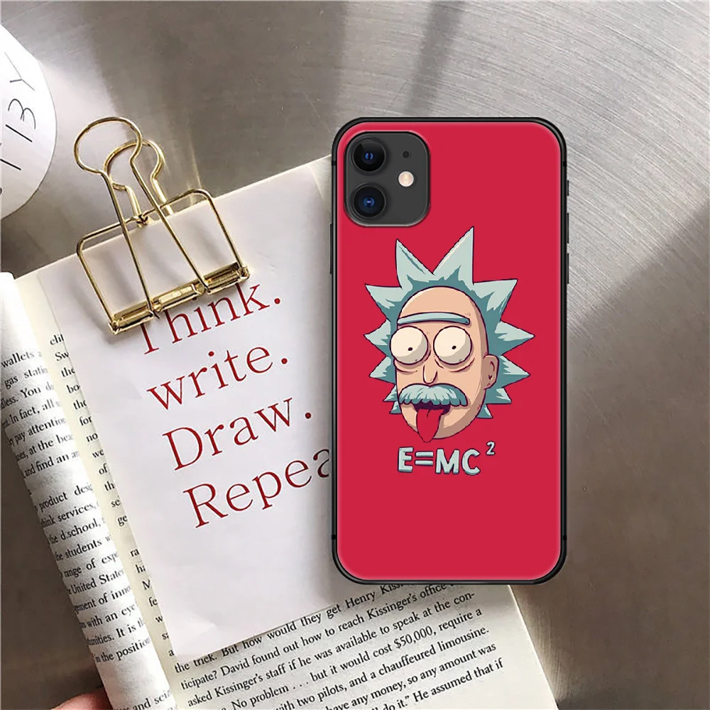 

Funny Rick Cartoon Mortys Phone Case Cover For Iphone 5 6 7 8 11 12 5S 6S X Xr XS Se Plus Pro Max Mini 2020 Black Silicone Cover