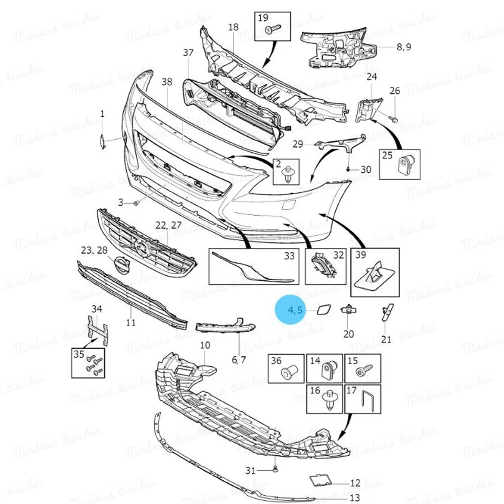 39814170 39814180 для Volvo V40 автомобильный передний левый правый бампер сопло омывателя