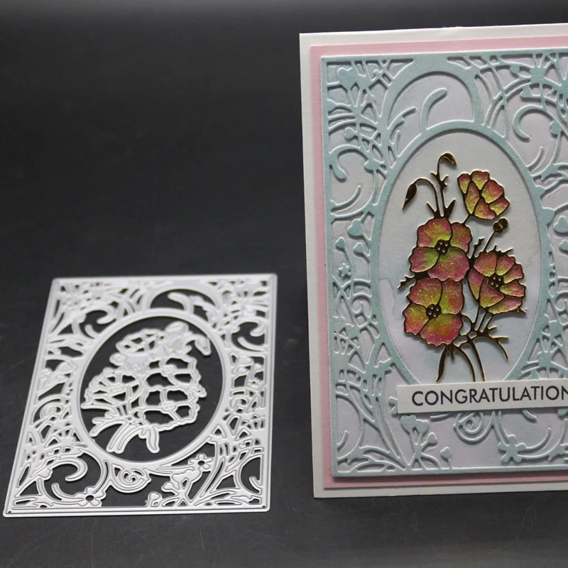 Маленький цветок прямоугольная рамка ручной работы металлические режущие