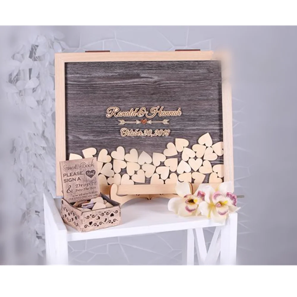 Деревянная Свадебная книга персонализированная рамка 3D деревенская подвесная