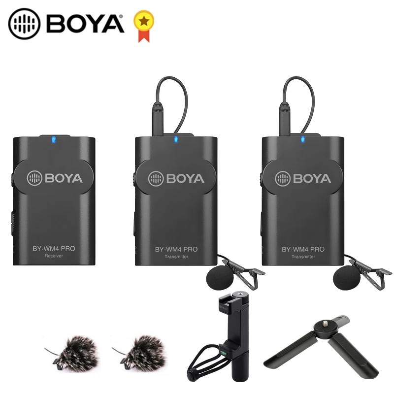 

BOYA BY-WM4 Pro 60M Wireless Video Audio Record DSLR Microphone Transmitter Receiver Lable Microphone Kit Vlog Live Lecture Mic