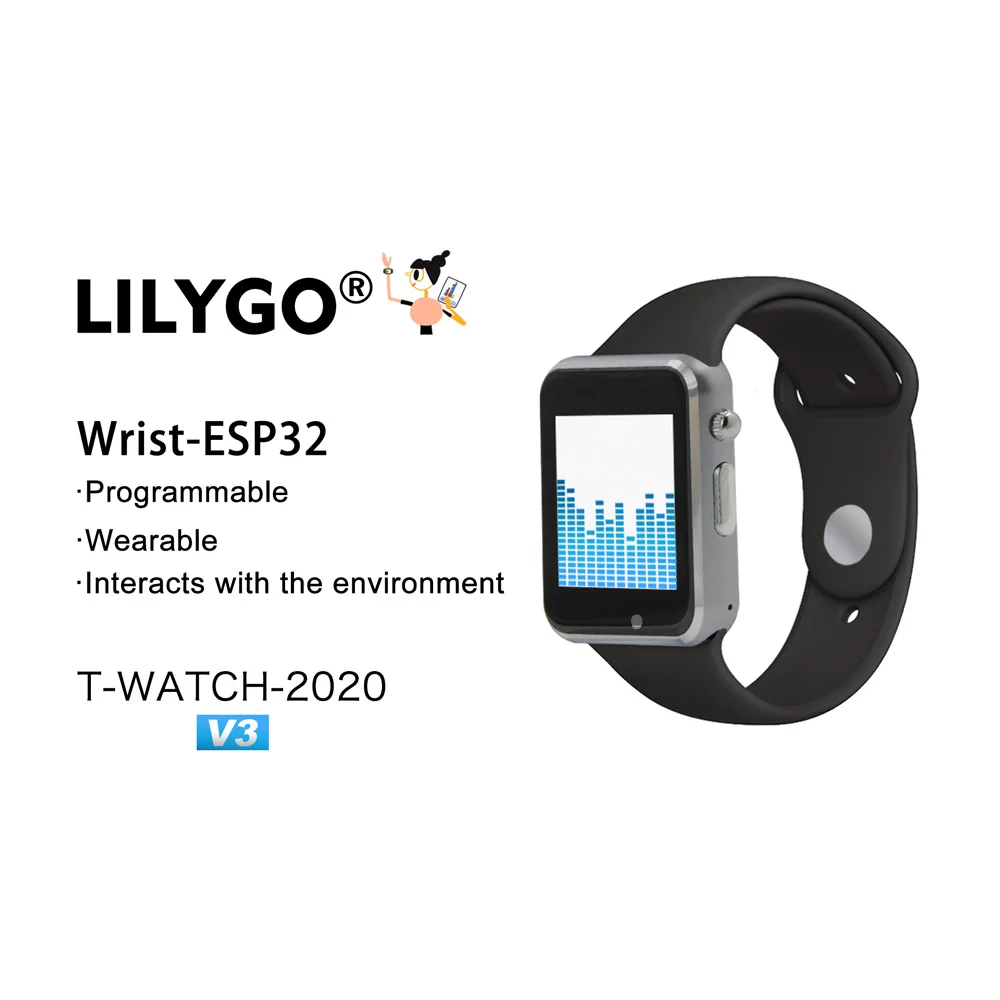 

LILYGO T-WATCH-2020 V3 Microphone IPS Touchable ESP32 WIFI Bluetooth Vibration Motor Speaker Three-axis Accelerometer Pedometer