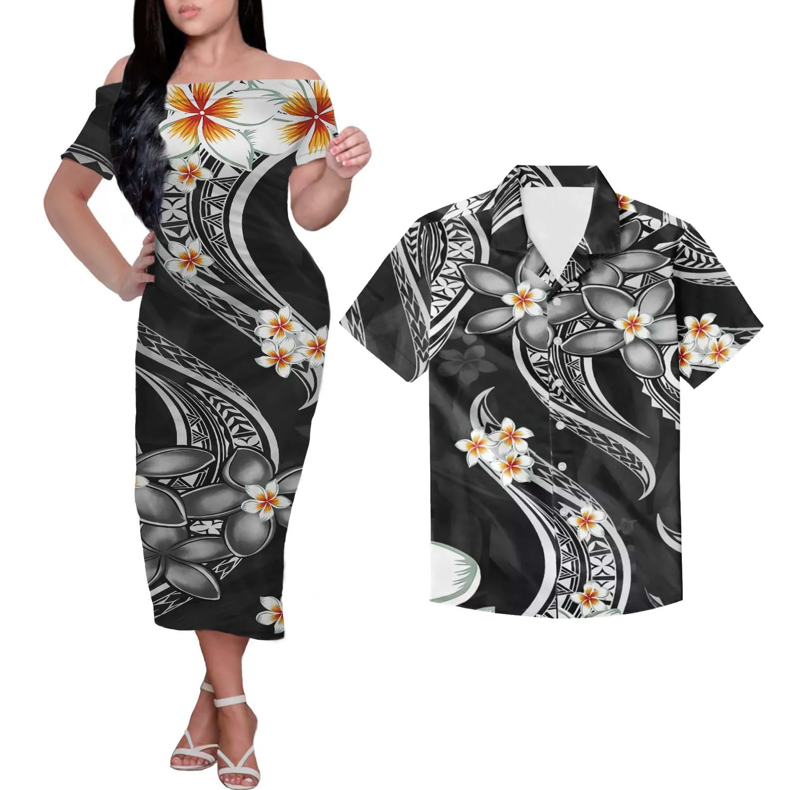 Оранжевые Повседневные платья HYCOOL с принтом гибискуса оптовая продажа женская