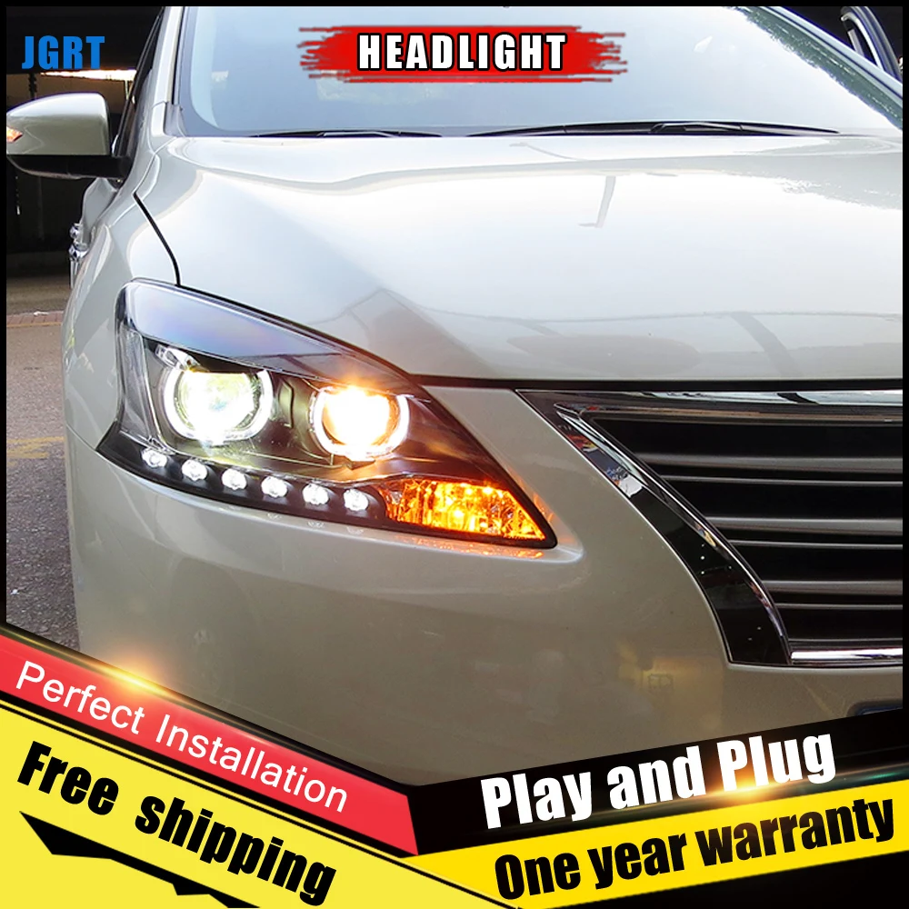 2 шт. светодиодный льные светодиодные фары для Nissan Sylphy 12 15 DRL двухлучевые H7 HID