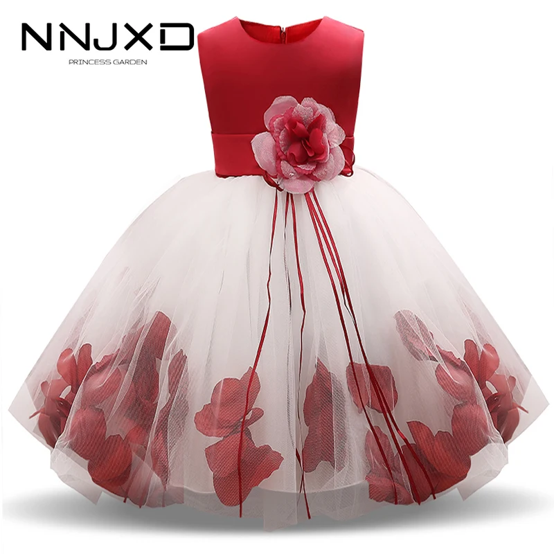 2021 с рисунком розы для девочек лепестковое платье девочки милое принцессы