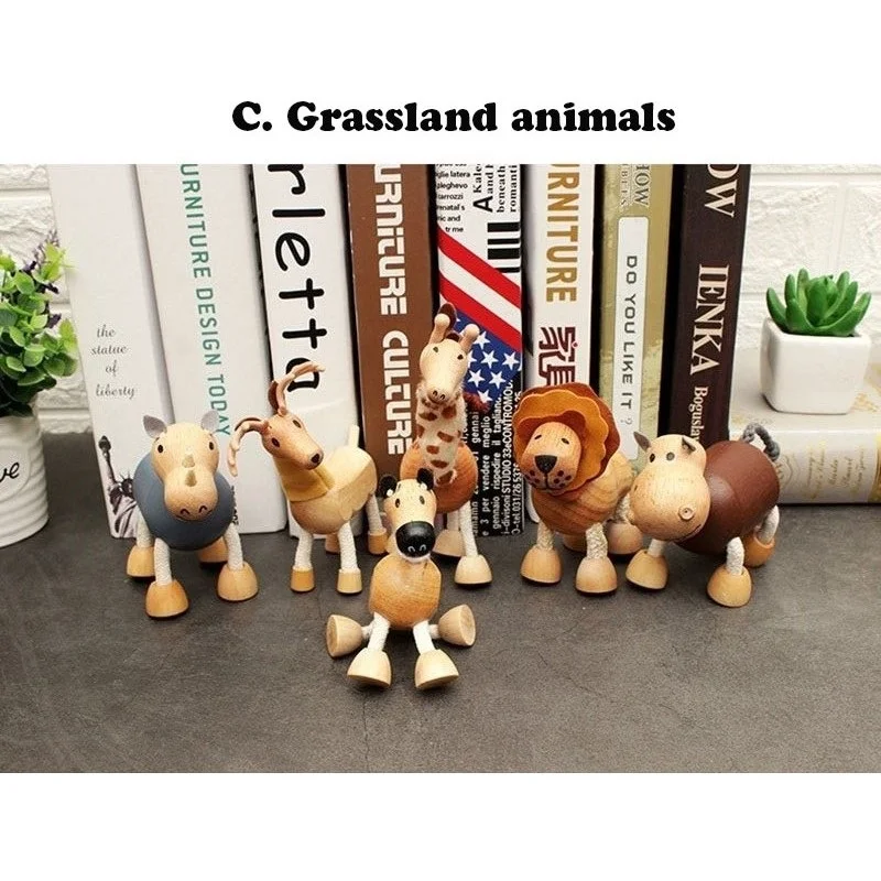 Дети мультфильм дикие деревянные модели животных игрушка/деревянные животные
