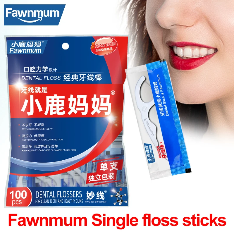 

Fawnmum Dental Floss, отдельные стоматологические Фотоэлементы 100 шт., одноразовые межзубные щетки для гигиены полости рта