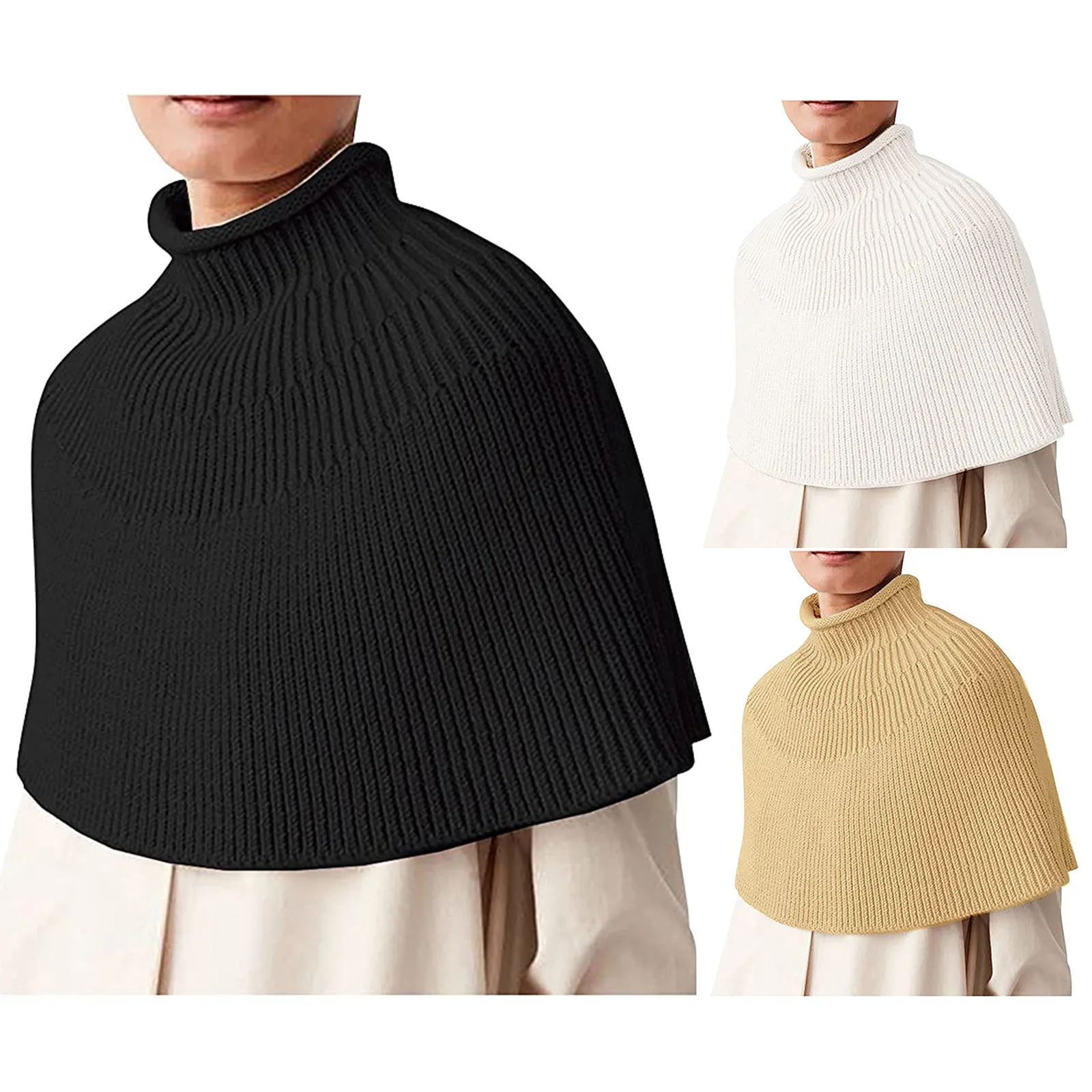 

2021 Womens Knitting Sweater Turtleneck Cloak Shawl Sweater Solid Color Korean Lady Jumper Oversized Pull Femme Sweatshirt Mujer
