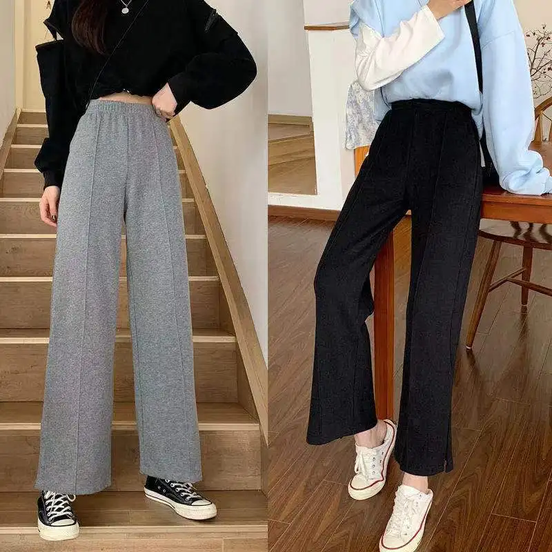 Nuevo grande de talla grande estilo coreano pantalones largos pantalones de pierna ancha gordo Mujer