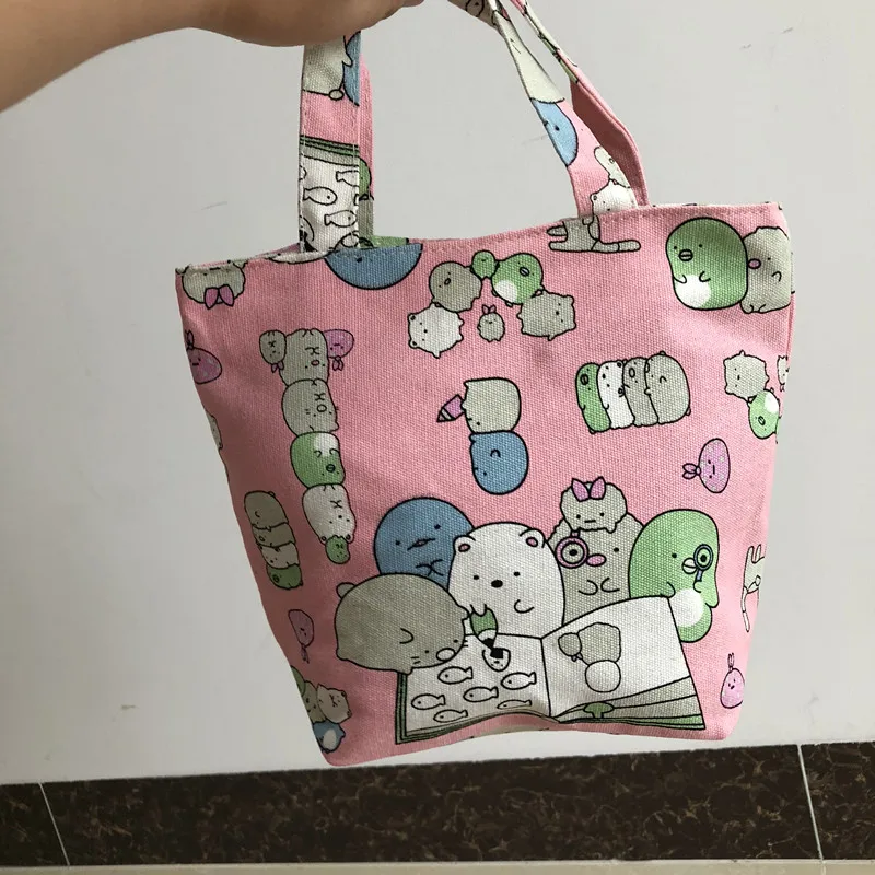 Sumikko Модные Портативные холщовые сумки для ланча мультяшная сумка пикника