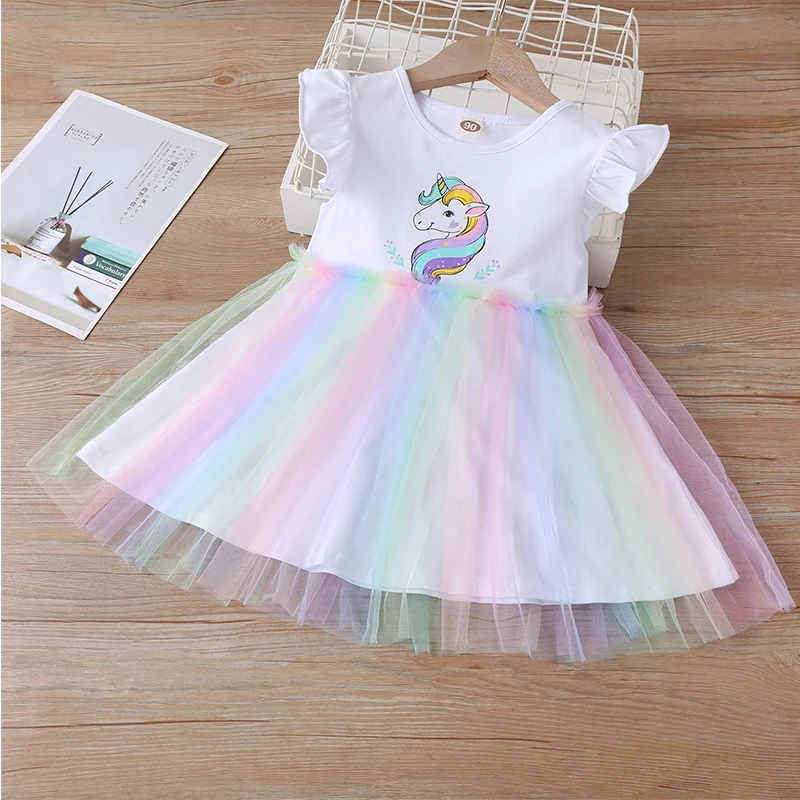 Платье для девочек летнее без рукавов с единорогом | Детская одежда и обувь