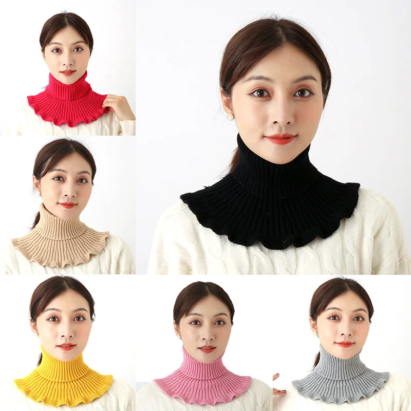 

Detachable Collar Women's Scarf-collar Turtleneck Elastic Knitted False Collar Winter Color Ruffles Portable Windproof Scarf