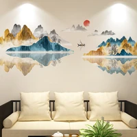 chinese ink landscape painting wall stickers home office decor living room sofa backdrop decoration art decals aesthetics poster