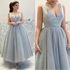 Женское атласное вечернее платье с юбкой годе, Элегантное Длинное плиссированное платье до пола с V-образным вырезом и Боковым Разрезом