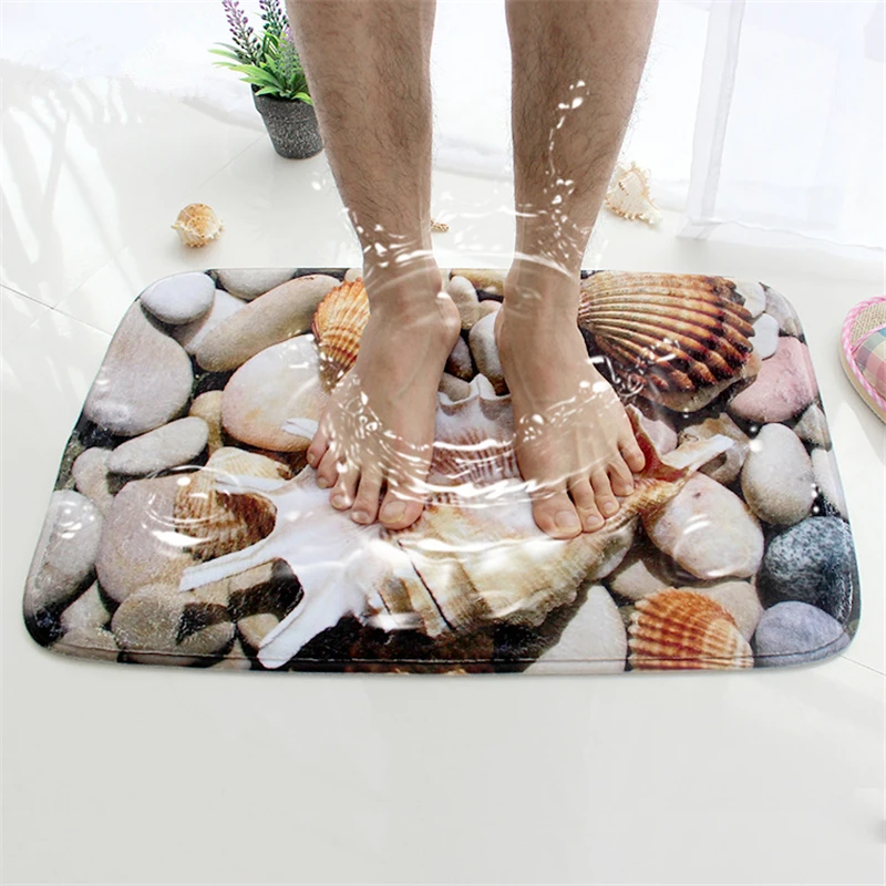 3D коврик для ванной с рисунком из раковины фланелевый впитывающий нескользящий