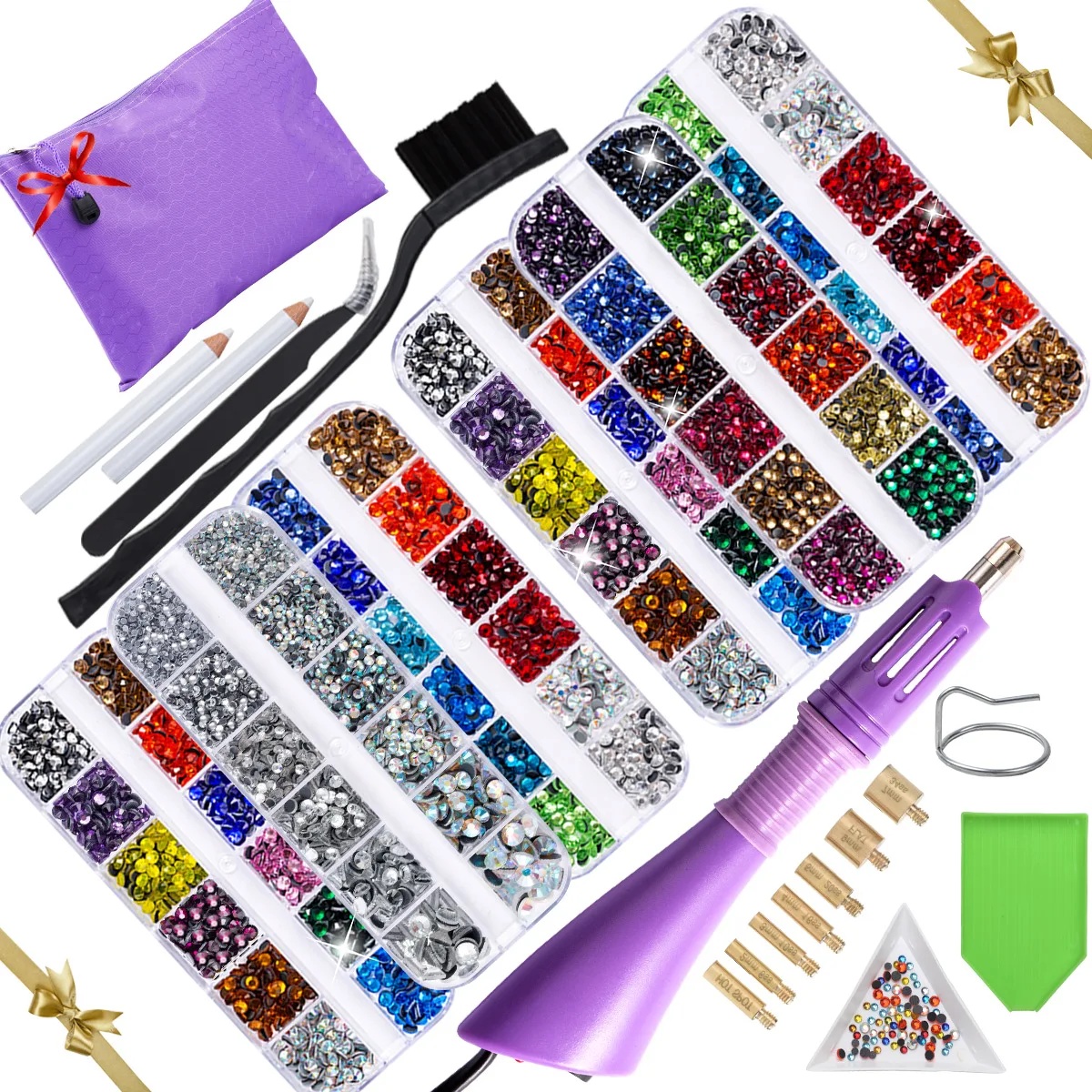 

Hot Sale Set Combinations Hot Fix Rhinestone EU or US PLUG Hotfix Applicator&7 Tips Crystal Glass Rhinestones Iron-on Wand Stras
