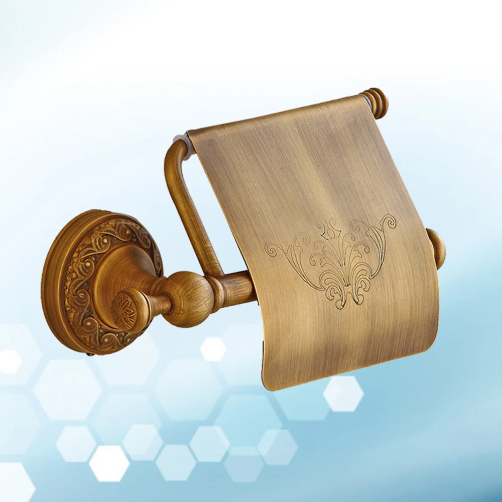 

Carved Holder Bathroom Accessories Retro Copper Toilet Roll Paper Rack