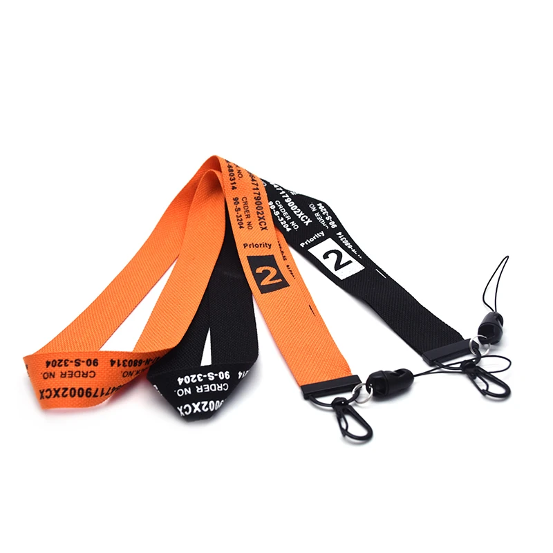 30 шт./лот хлопковые Ленточные ремешки черный оранжевый для телефона шейный